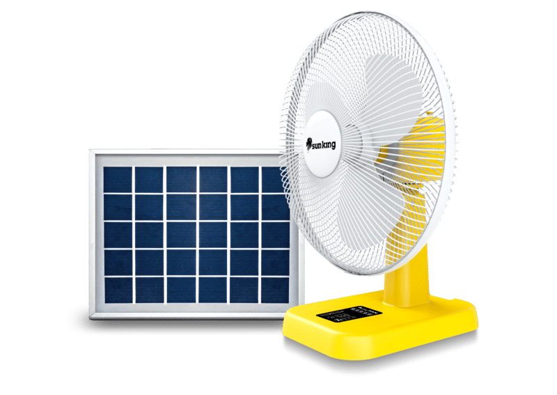 Front view of the Sun King Solar Powered 16" table fan.